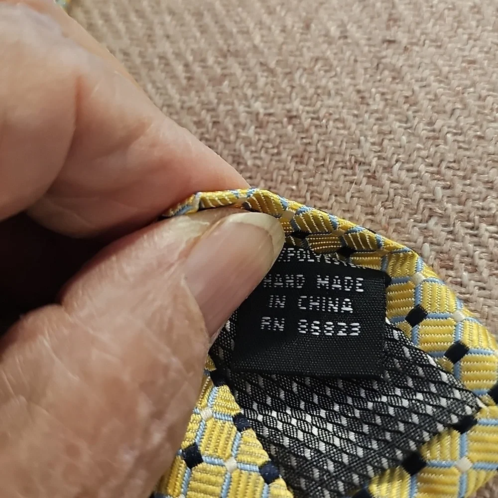 Classic Yellow and Gray Patterned Ties. Hand‎ Made. Very Good Used Condition